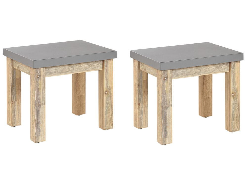 Beliani Záhradná stolička betón / akáciové drevo sivá / farba svetlého dreva sada 2 OSTUNI
